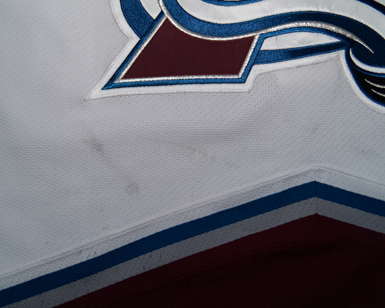 Serge Aubin Colorado Avalanche game worn jersey tagging Serge Aubin Colorado Avalanche game worn jersey tagging