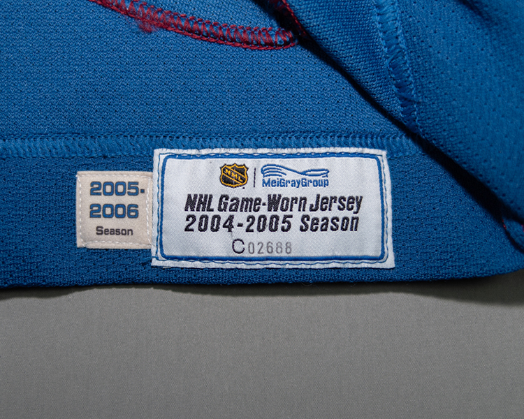 Colorado Avalanche 2005-2006 game worn tagging Colorado Avalanche 2005-2006 game worn tagging