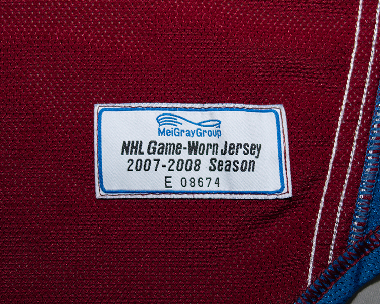 Jose Theodore Colorado Avalanche game worn jersey tagging Jose Theodore Colorado Avalanche game worn jersey tagging