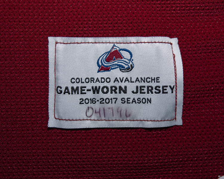 Colorado Avalanche 2016-2017 game worn tagging Colorado Avalanche 2016-2017 game worn tagging