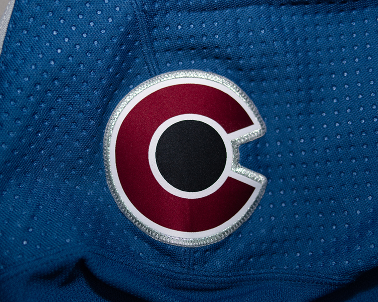 JT Compher game worn jersey NHL shield JT Compher game worn jersey NHL shield