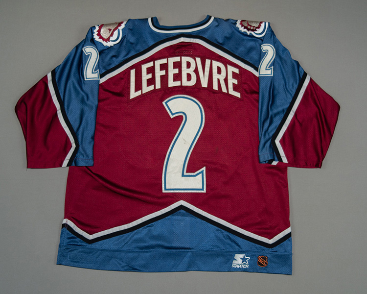 Colorado Avalanche game worn Sylvain Lefebvre jersey Colorado Avalanche game worn Sylvain Lefebvre jersey
