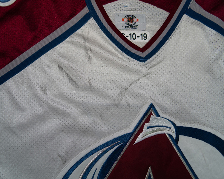 Aaron Miller Colorado Avalanche game worn jersey tagging Aaron Miller Colorado Avalanche game worn jersey tagging