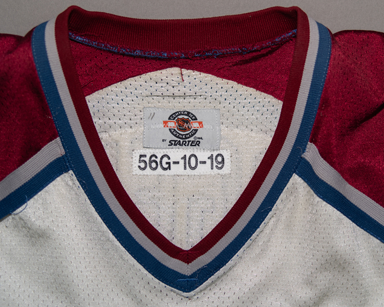 Jeff Odgers Colorado Avalanche game worn jersey tagging Jeff Odgers Colorado Avalanche game worn jersey tagging