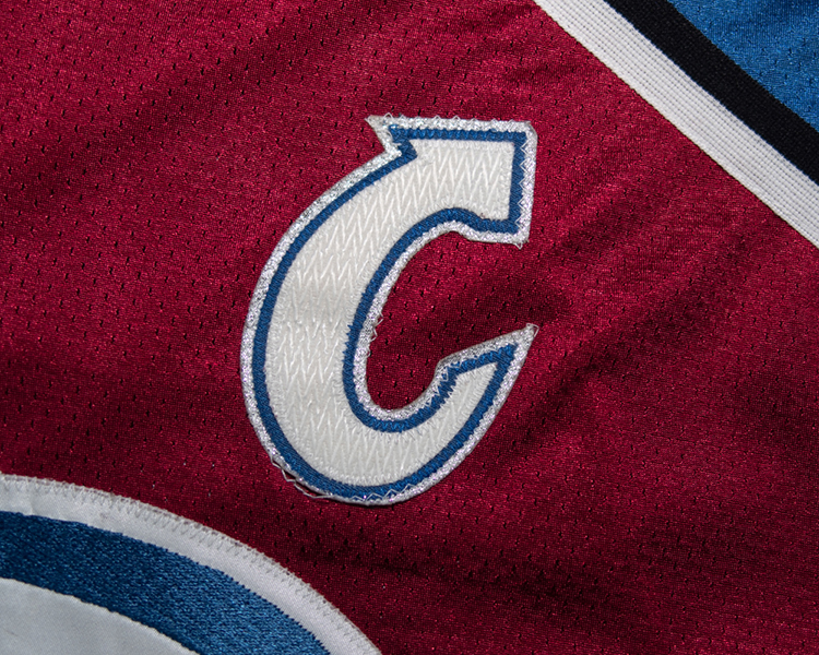 Joe Sakic Colorado Avalanche game worn jersey tagging Joe Sakic Colorado Avalanche game worn jersey tagging